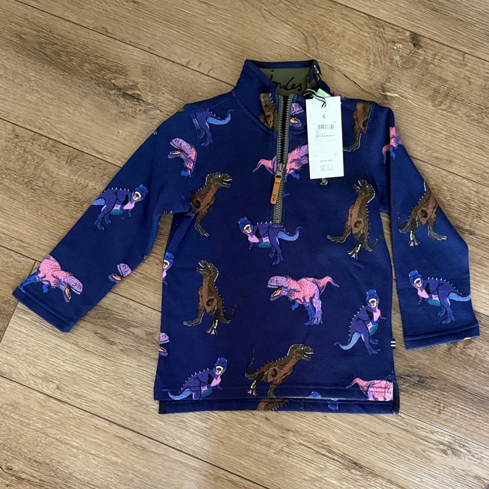 Joules Kids Dinosaur Print Quarter-Zip pullover - Size 5Y